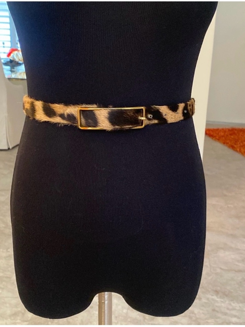 Vintage Fur Belt with Brass Buckle